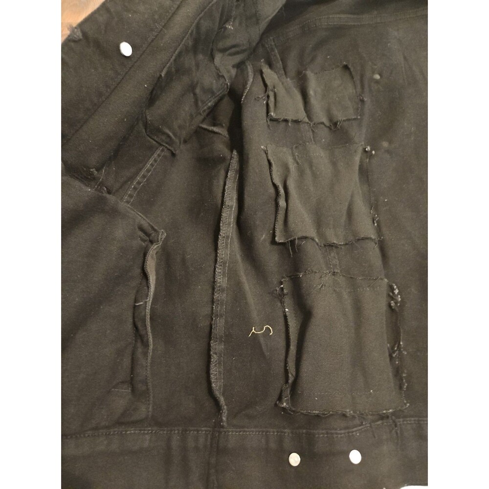 Size L CRYSP Denim Jacket Custom Made With "FLY MONSTAS" Logo On Back And Front - Picture 8 of 11